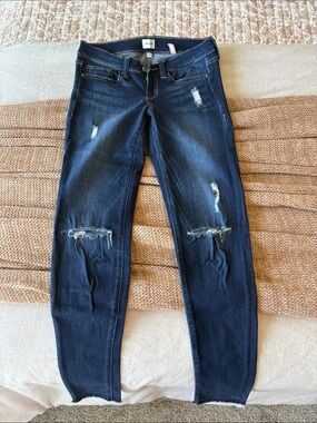 Sneak Peek Dark Indigo Distressed Low-rise Skinny Jeans